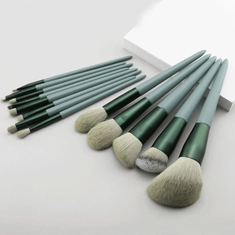 Set de 13 Brochas de Maquillaje Profesionales – Rostro, Ojos y Labios, Suaves y Antiderrame