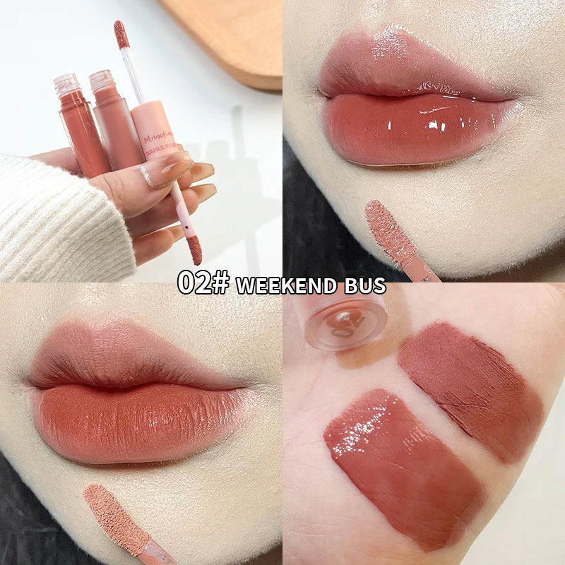 Labial Líquido Doble Efecto Glaze – Brillo Espejo y Mate Aterciopelado