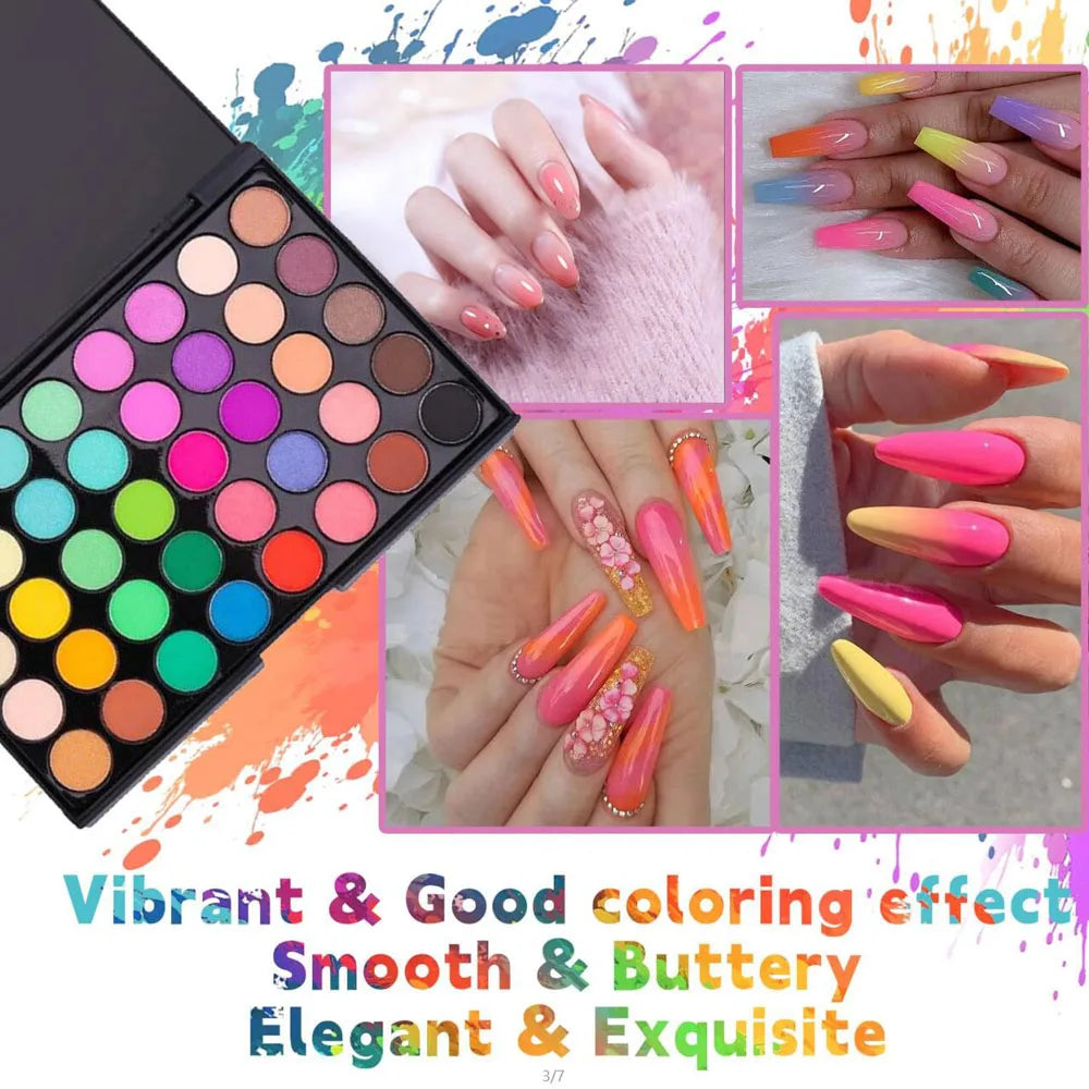 Paleta de Pigmentos 40 Colores – Efecto Degradado para Uñas