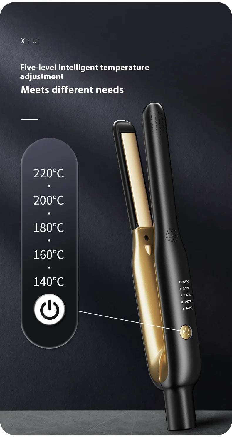 Plancha y Rizador 2 en 1 Mini – Cerámica de Calentamiento Rápido 140-220°C, Portátil para Cabello Corto