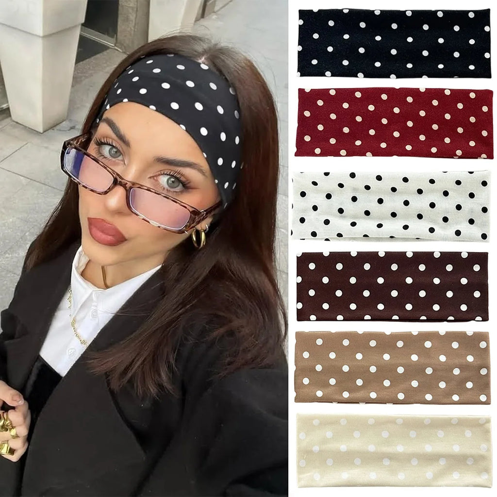Diadema Elástica de Lunares – Estilo Yoga y Fitness