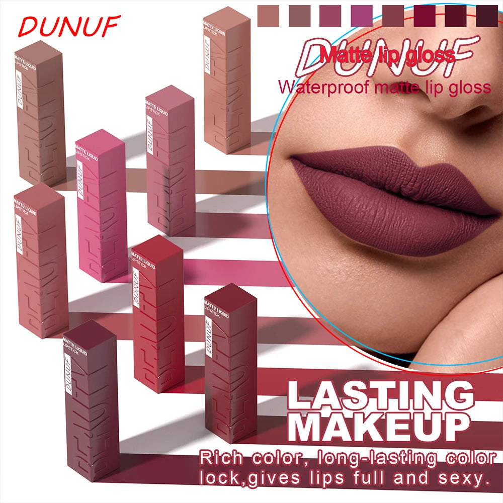 Labial Líquido Mate DUNUF 8 Colores.