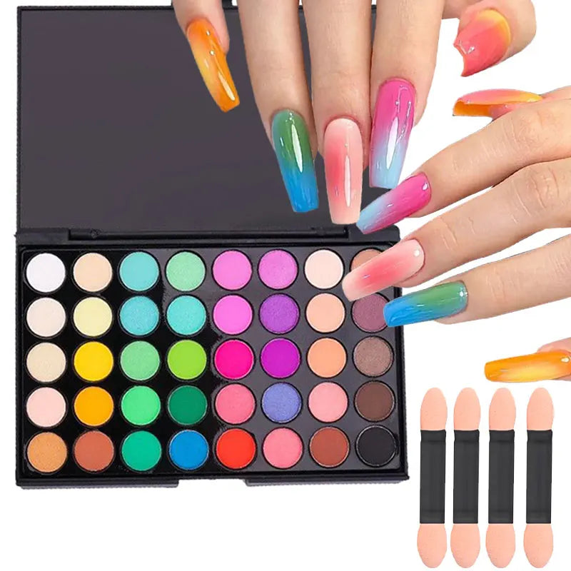 Paleta de Pigmentos 40 Colores – Efecto Degradado para Uñas