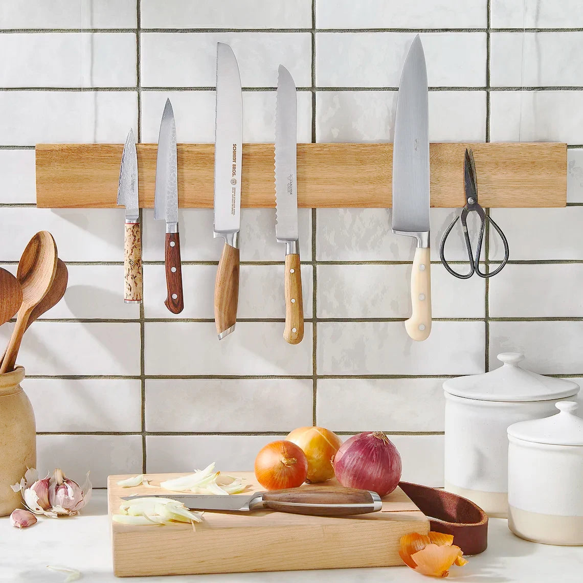 Portacuchillos Magnético de Pared – Madera de Acacia, 40cm