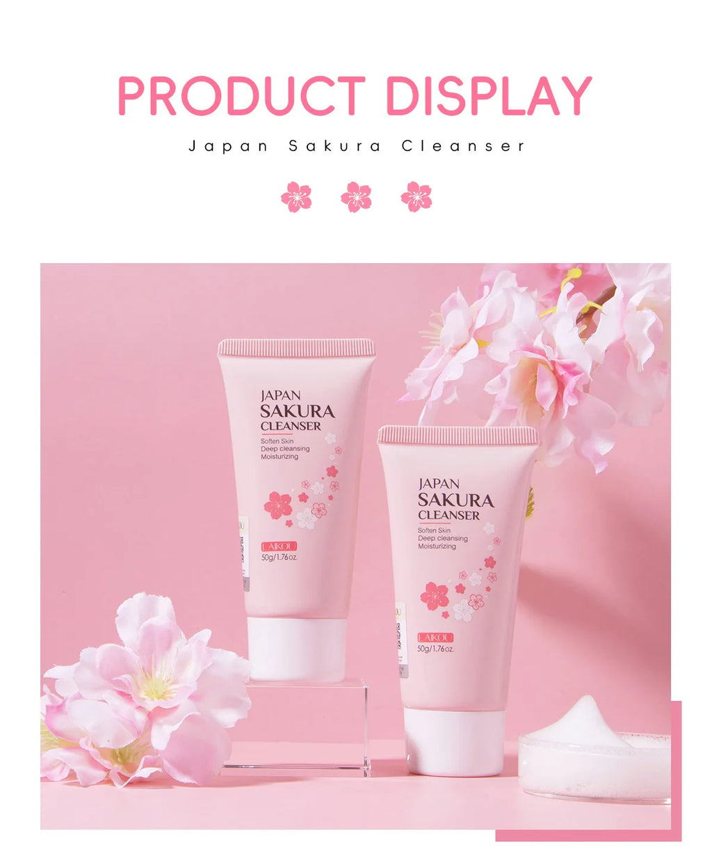 Limpiador Facial Sakura – Espuma Purificante con Flor de Cerezo 50g