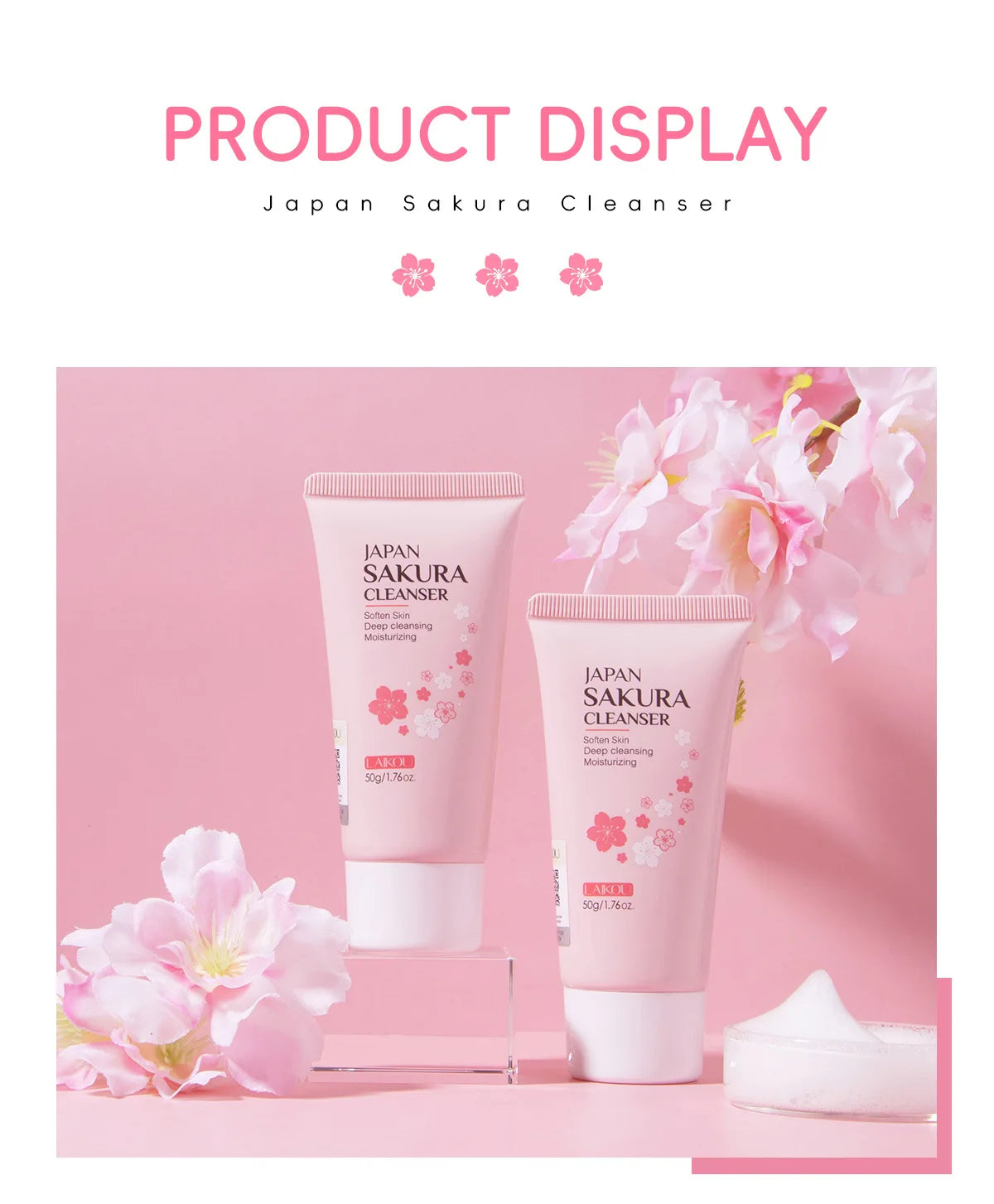 Limpiador Facial Sakura – Espuma Purificante con Flor de Cerezo 50g