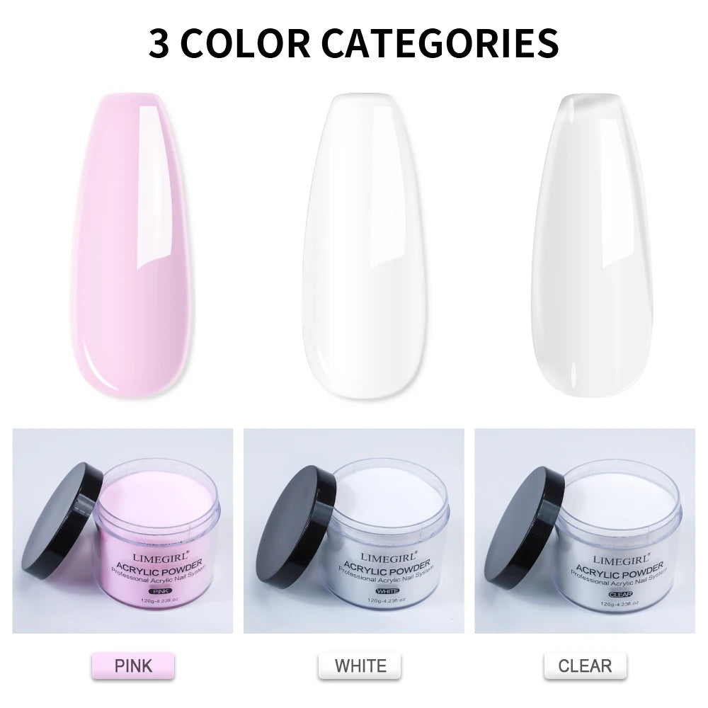 Polvo Acrílico 3 Colores – Kit para Extensión de Uñas