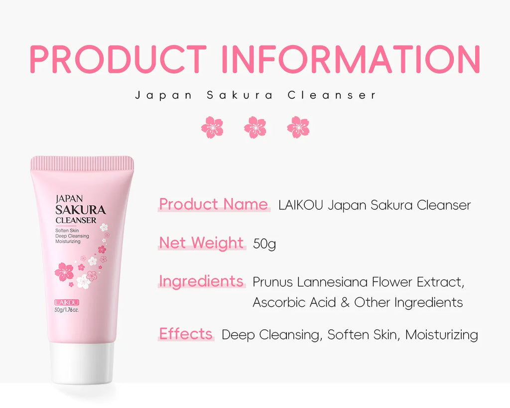 Limpiador Facial Sakura – Espuma Purificante con Flor de Cerezo 50g