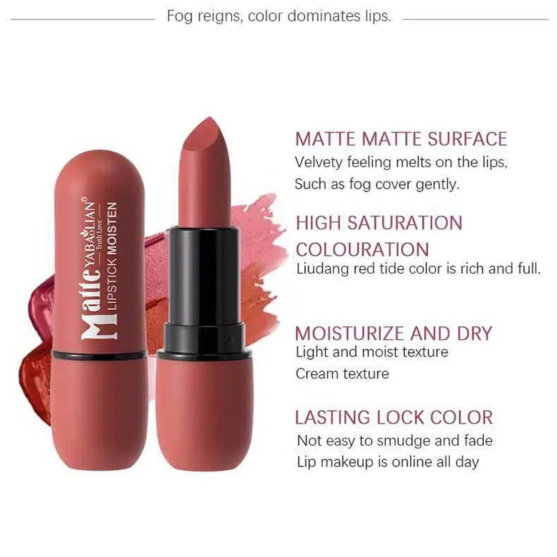 Labial Mate 6 Colores Ultra Suave