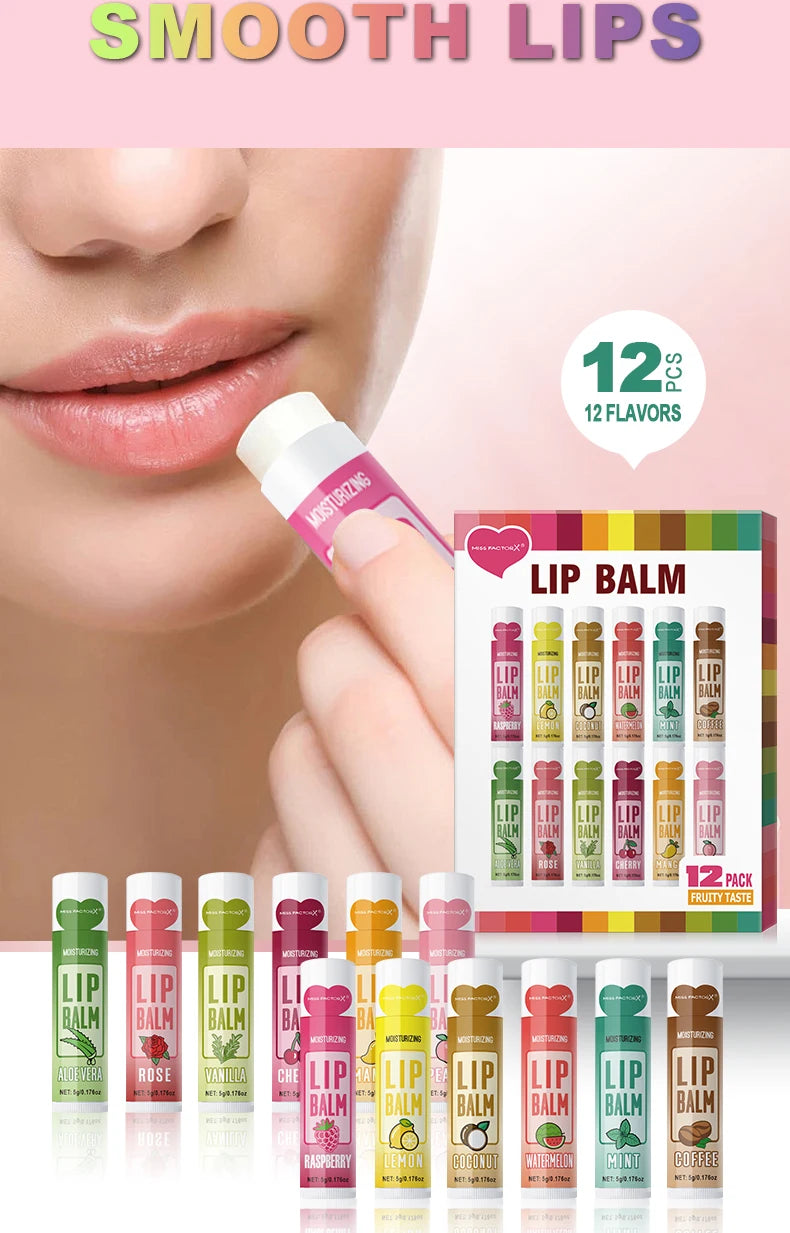 Set 12 pzs Bálsamos Labiales Frutales.