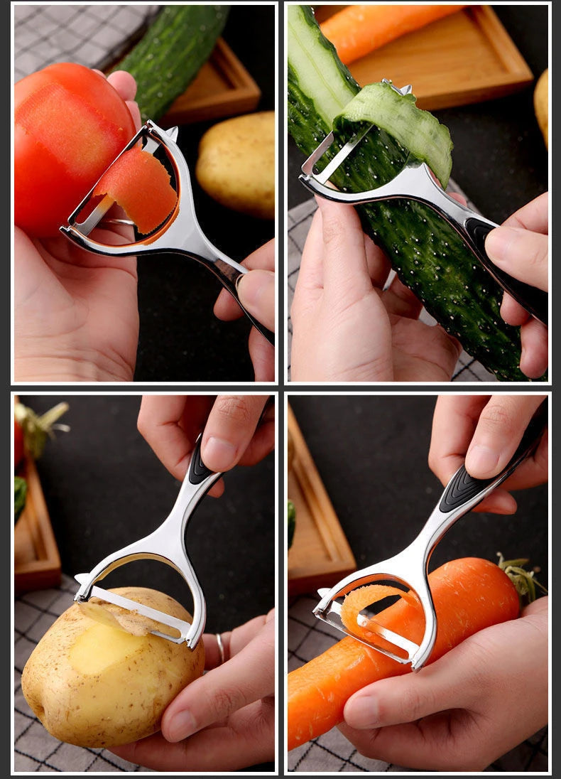 Pelador de Verduras de Acero Inoxidable — Multifuncional para Papa, Zanahoria y Frutas
