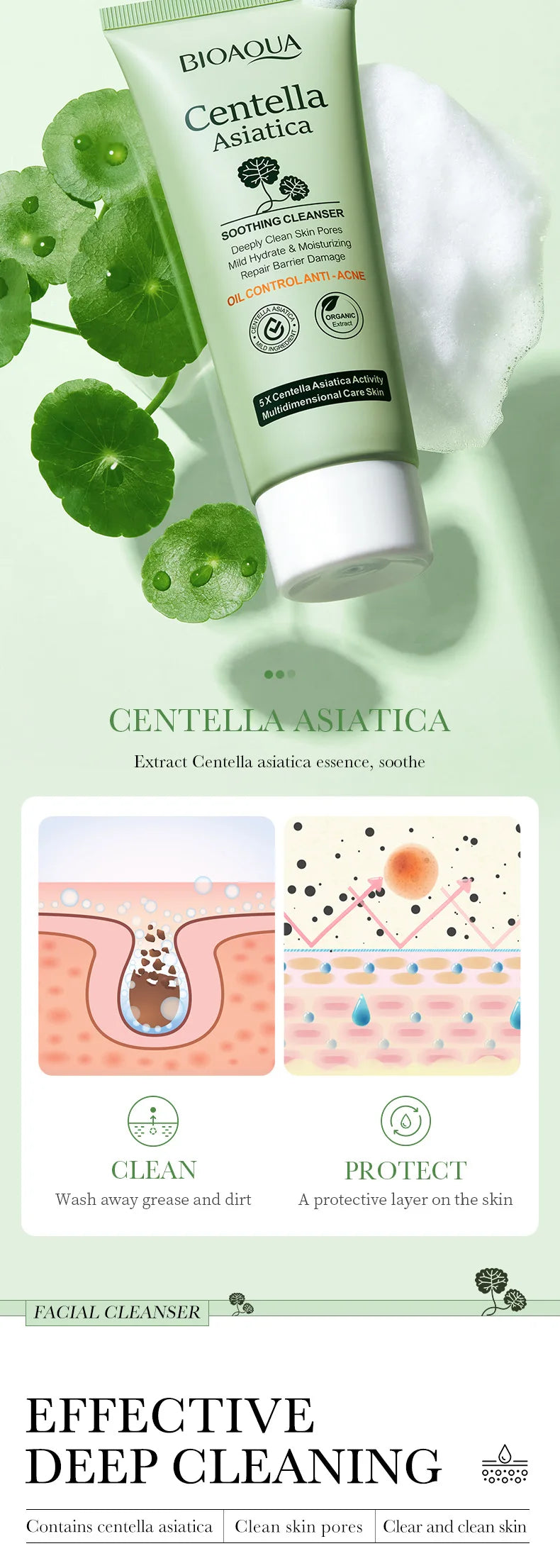 Limpiador Facial Centella Asiática – Espuma Calmante Anti-Inflamatoria