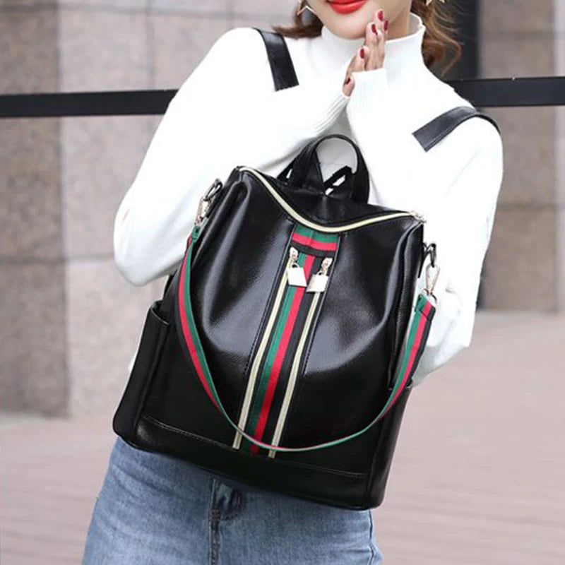 Mochila de Piel Fina Multifunción