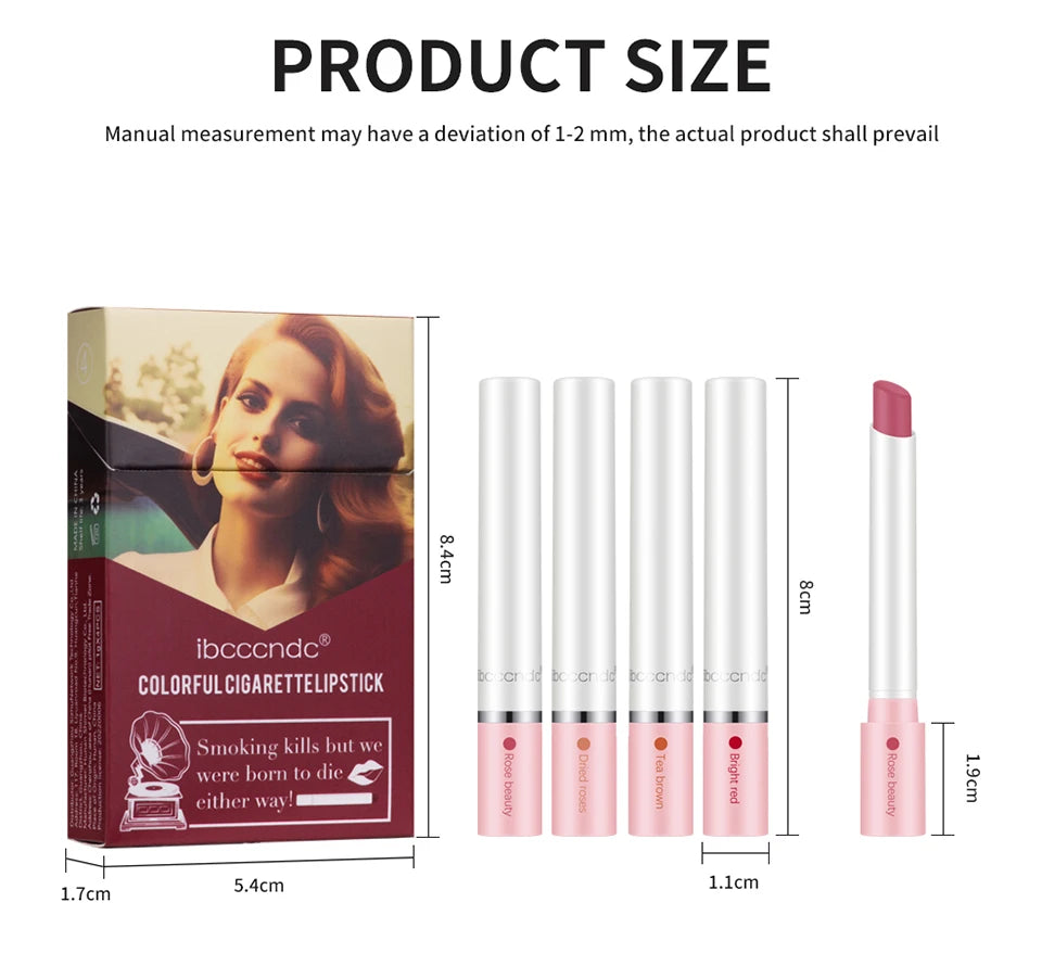 Set de 4 Labiales Mate Larga Duración – Resistente al Agua