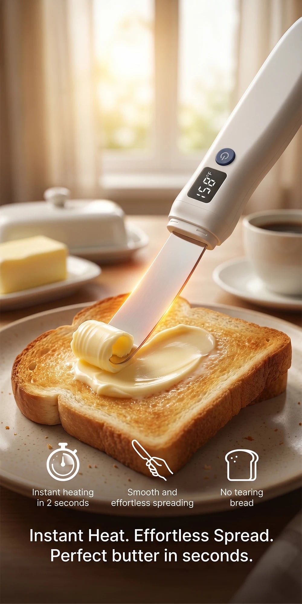 USB Rechargeable Heated Butter Knife Electric Butter Spreader For Cold Butter Cheese Margarine Toast Bread And Breakfast