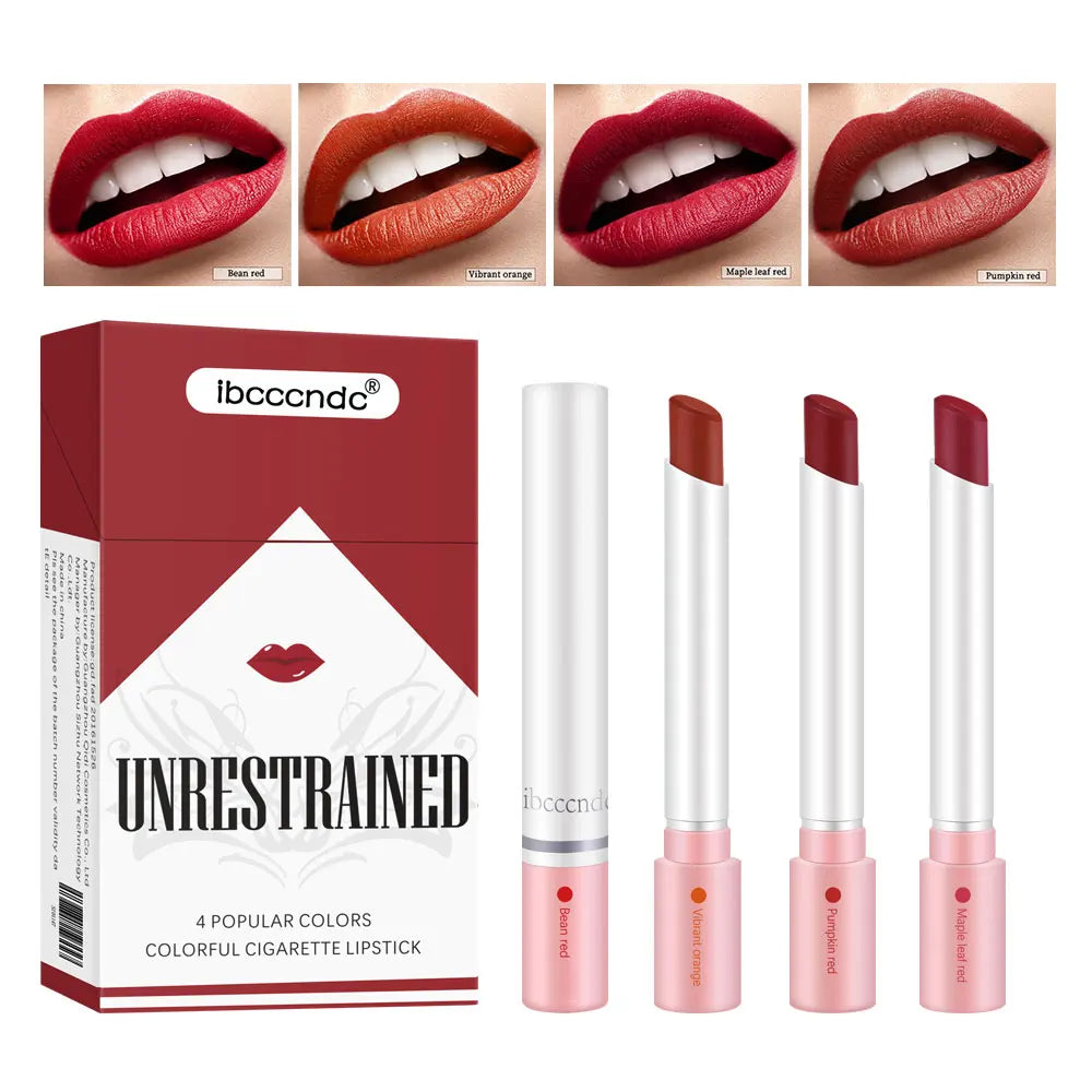 Set de 4 Labiales Mate Larga Duración – Resistente al Agua