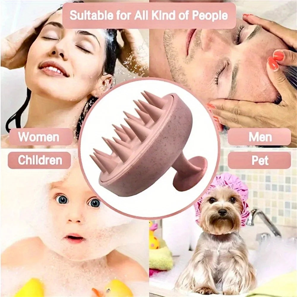Cepillo Masajeador de Silicona para Cuero Cabelludo – Shampoo y Baño