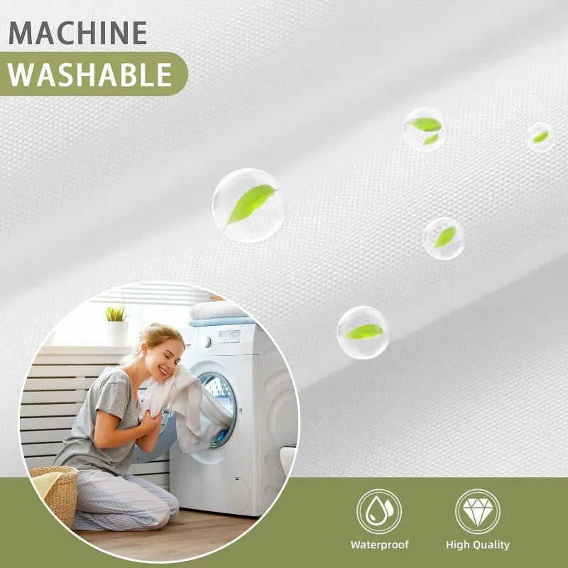 Cortina de Baño Doble Capa Waffle Impermeable – Sin Ganchos, 183x190cm