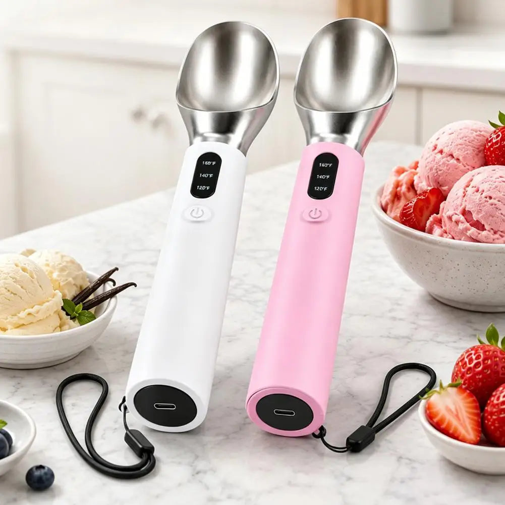 Cuchara de Helado Eléctrica Recargable con Pantalla LED